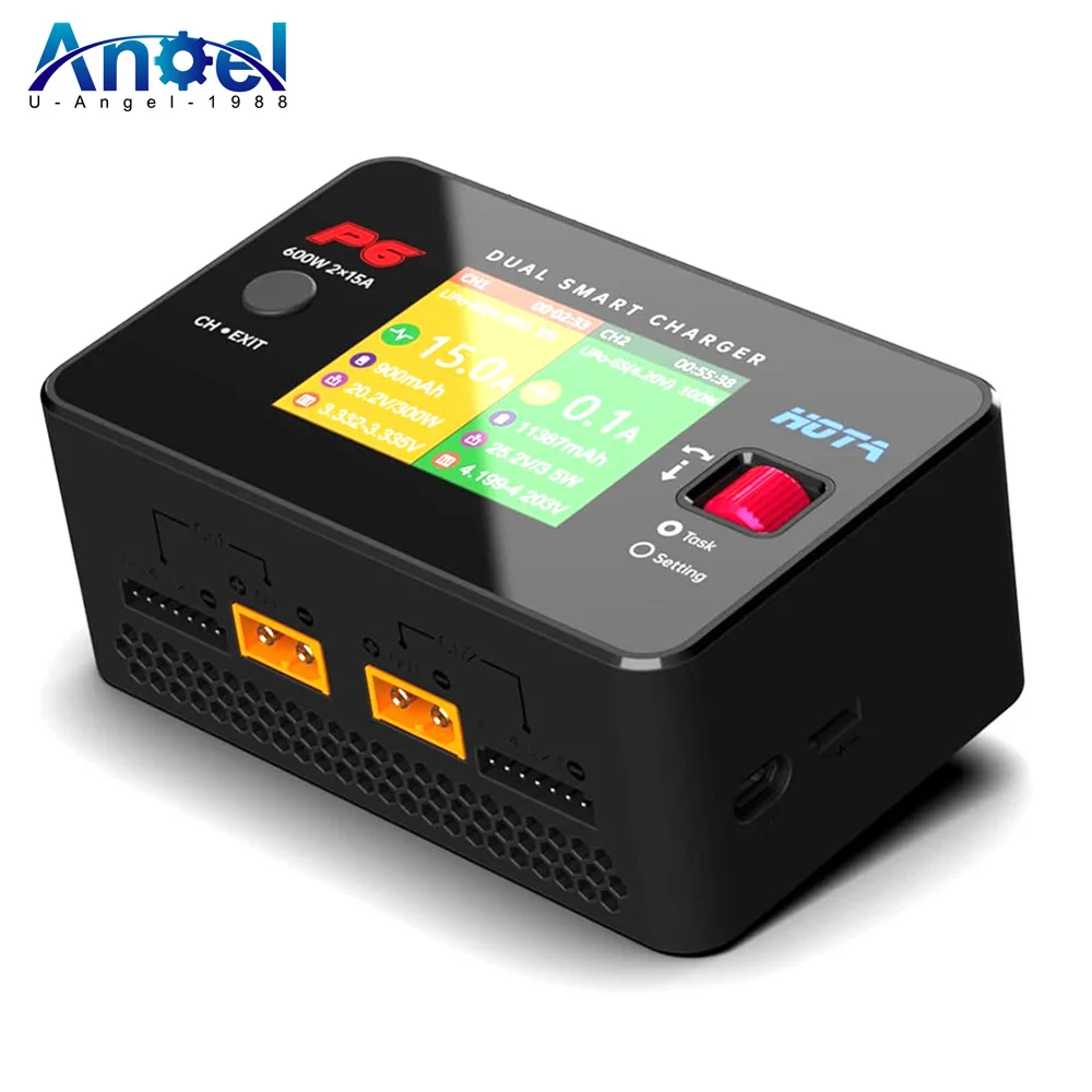 HOTA P6 DC600W 300W x2 15A x2 T240 AC240W Двухканальное умное балансирующее зарядное устройство с выходом Type-C для фотолодки DIY
