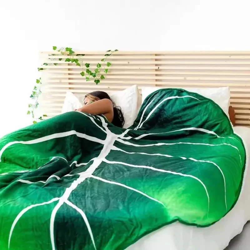 

Large Leaf Blanket Soft Leaves Polyester Gloriosum Leaf Blankets for Beds Sofa Cozy Beach Blanket Funny Birthday Gift Manta