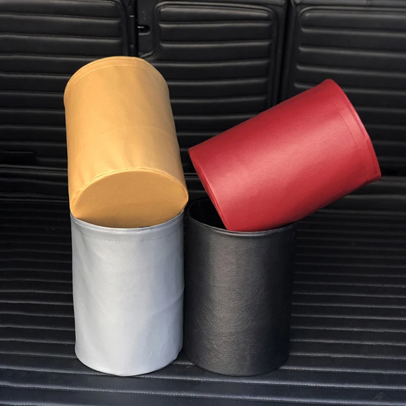 

Multifunctional Folding Car Trash Can Double Waterproof Leather Car Garbage Can Organizer Waste Baskets Rubbish Bin