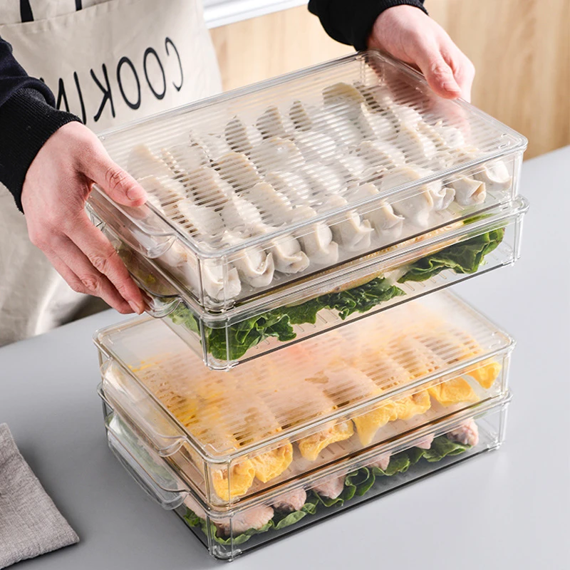 

Kitchen Refrigerator Food Storage Containers Stackable With Lid Plastic Transparent Freezer Organizer Assign Airtight Crisper