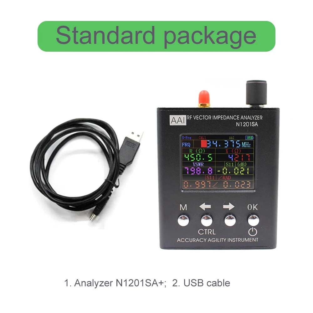 N1201SA+ 34.375MHz～2700MHz UV RF Antenna Analyzer SWR Meter Tester With Aluminum Alloy Shell For Reactance Resistance Impedance