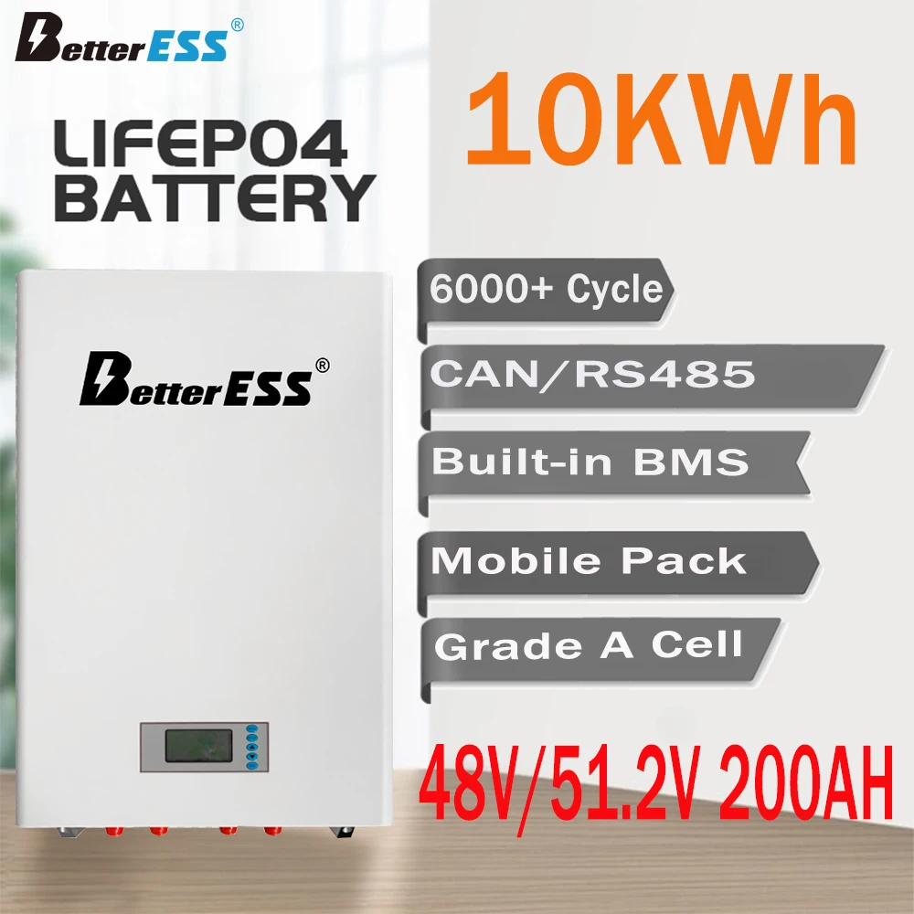 Литий-железо-фосфатный встроенный монитор BMS CAN RS485 ЕС США 48 В 200 Ач