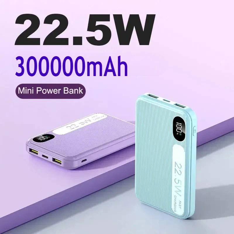Мини-банк питания с супер быстрой зарядкой 300000 mah PD22.5W Powerbank большой емкости