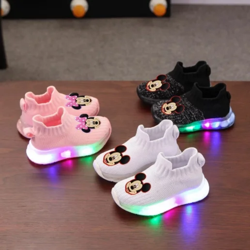 Туфли детские с мягкой подошвой Микки и Минни дышащие спортивные Нескользящие