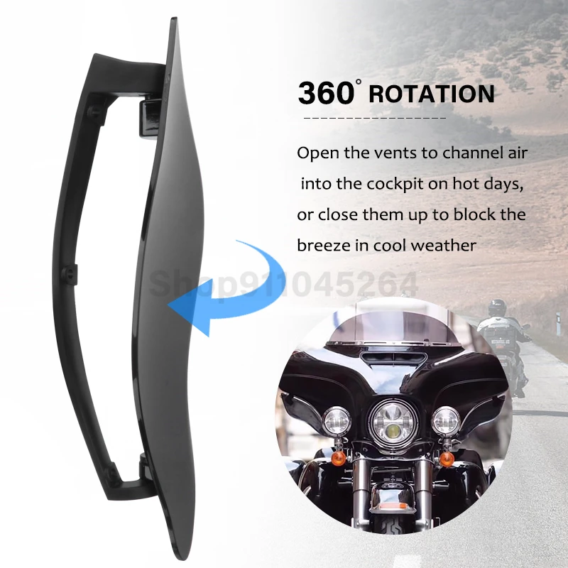 

One Pair Motorcycle Adjustable Windshield Side Wing Windshield Air Deflector For Harley Touring Street Electra Glide FLHX 14-20