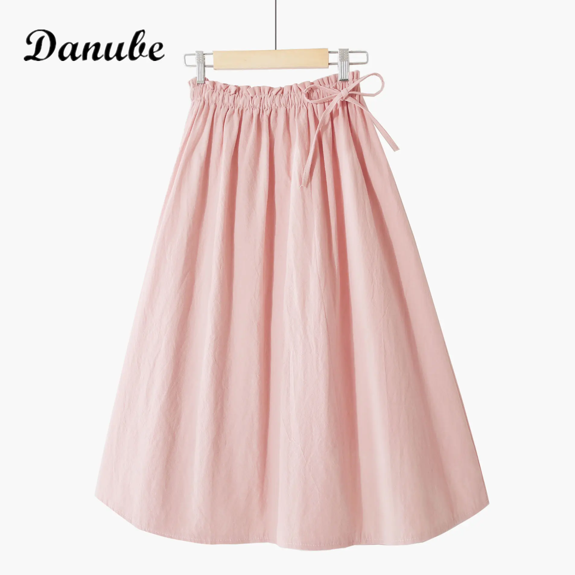 

Юбка Женская длинная Плиссированная с бантом, Милый Винтажный льняной хлопковый сарафан на шнуровке, Повседневная пляжная юбка-трапеция с высокой талией, на лето