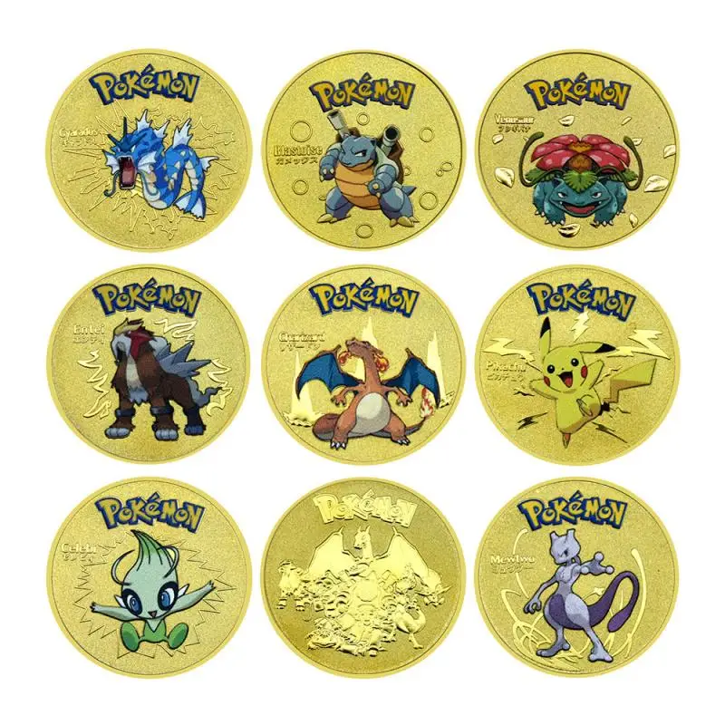 

Pokemon Pikachu Charizard Gyarados Mewtwo Bulbasaur Celebi Collection Display Commemorative Coin Collection Sending Friends Off