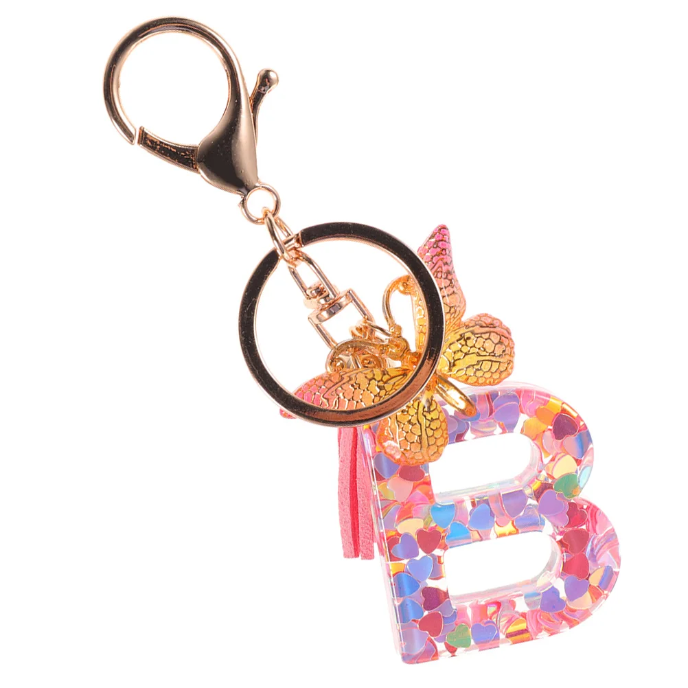 

Resin Keychain Letter Key Chain Decorative Backpack Pendant Letter Bag Ornament Butterflies Keychain