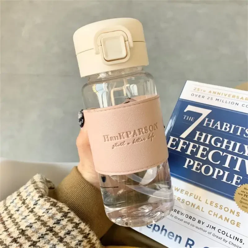 Креативная бутылка для воды с соломинкой 480 мл портативная Милая пластиковая