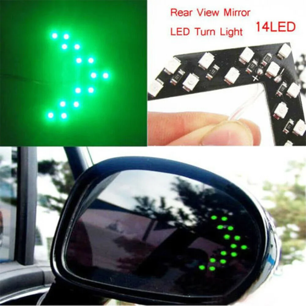 

2pcs Turn Signal Light White,Green,Blue,Red Car Rearview Mirror Turn Signal Hidden LED Turn Signal 14SMD LED Arrow Indicator