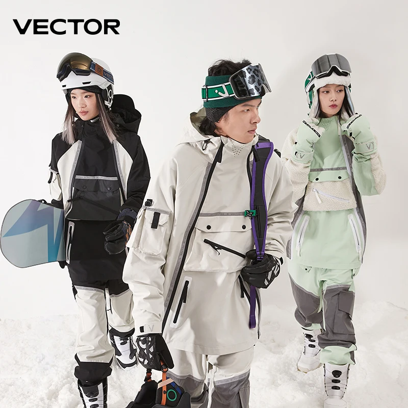 VECTOR Ski Jacket Men's and Women's Single Board Double Board Loose Warm Windproof Waterproof Professional Ski Jacket
