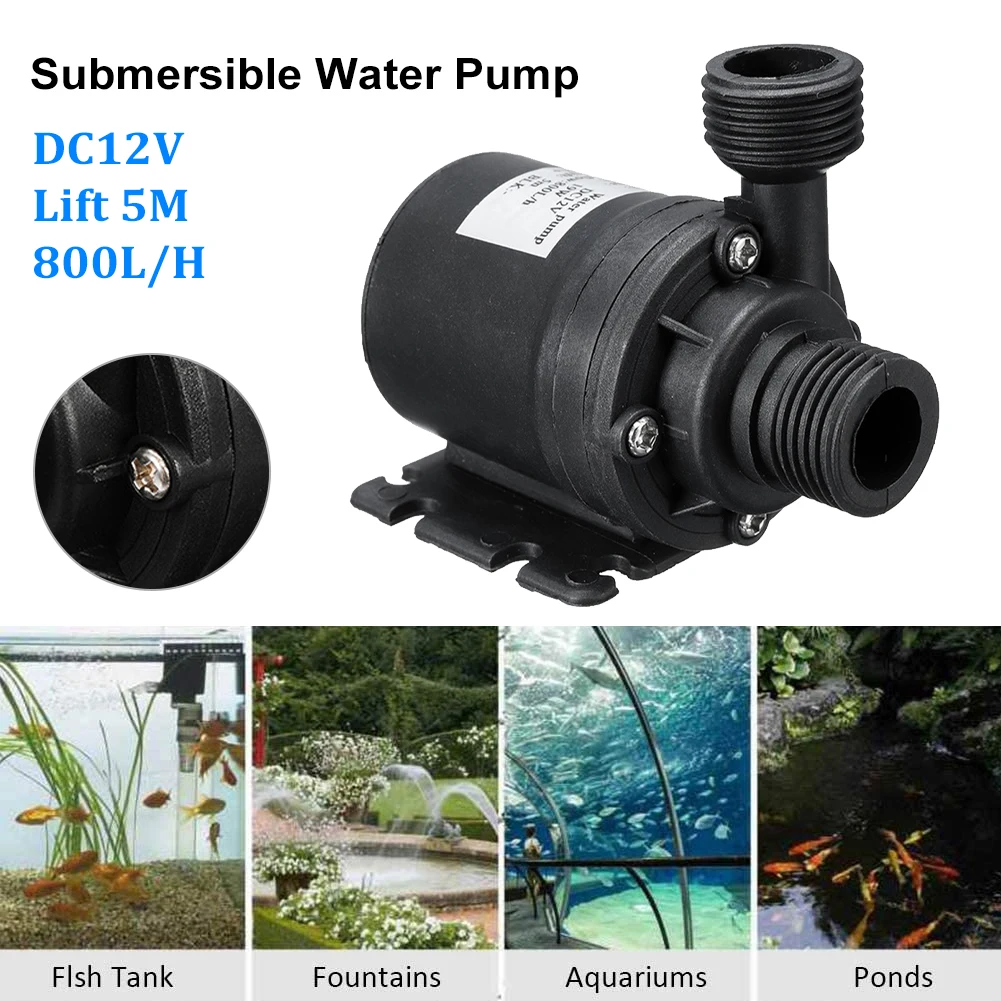 

DC12V Lift 5M 800L/H Solar Brushless Motor Water Circulation Water Pump Ceramic Shaft Ultra Quiet Submersibles Water Pumps