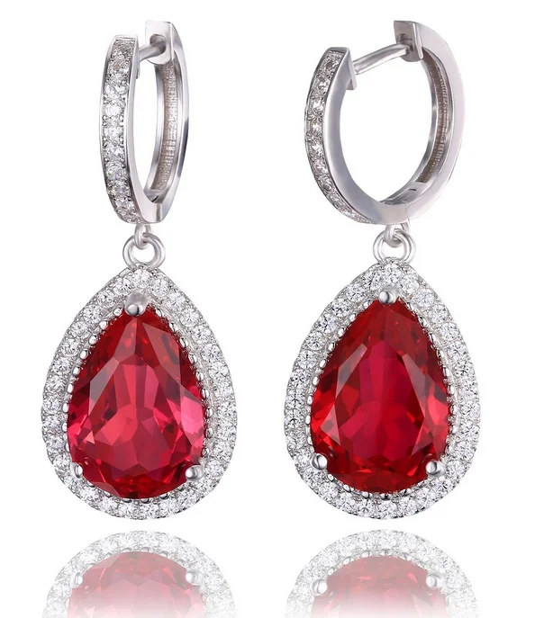 

ANGLANG Bright Red Water Drop Earrings Full Dazzling Cubic Zirconia Fashion Women's Earring Jewelry