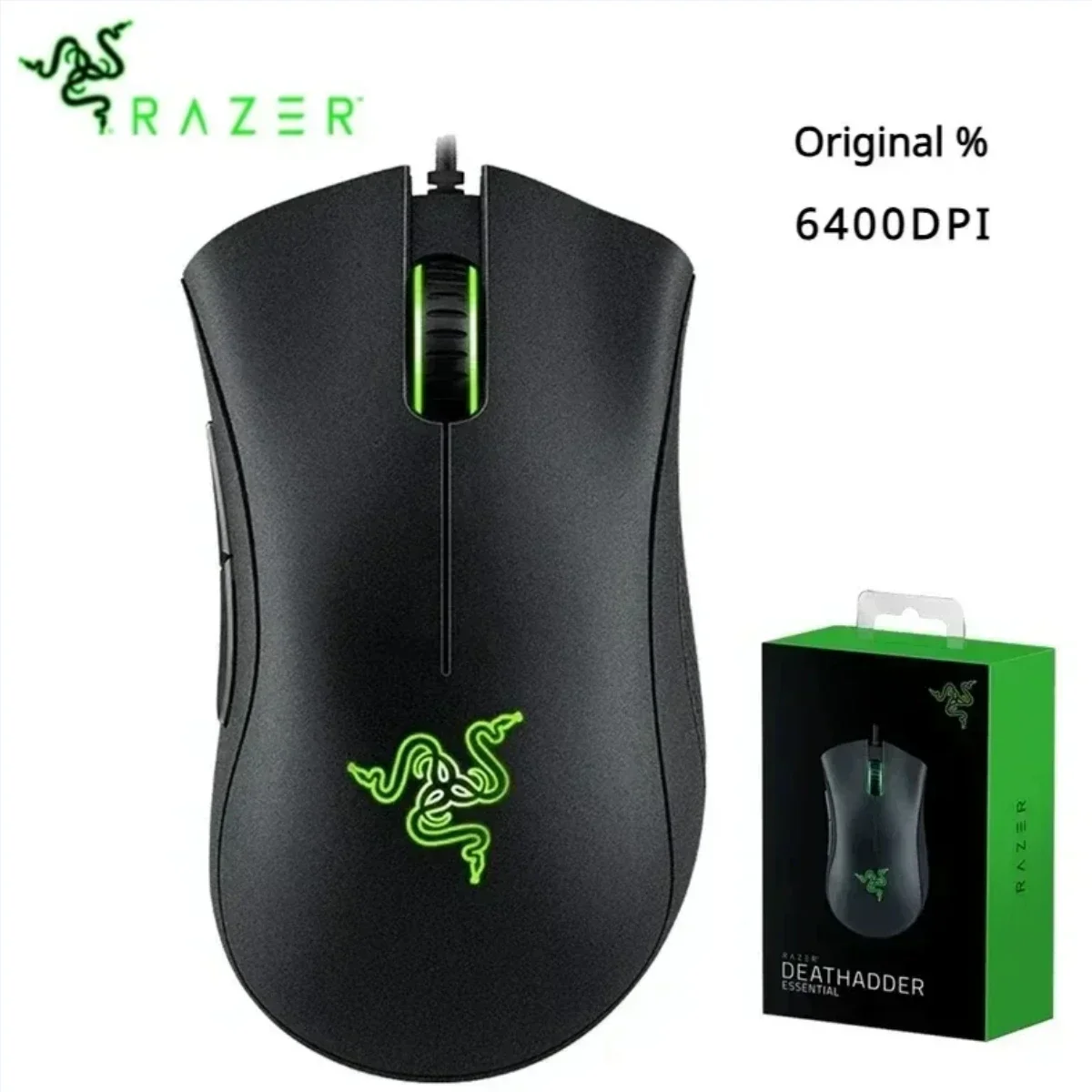 Оригинальная проводная игровая мышь Razer DeathAdder Essential оптический датчик 6400 точек на