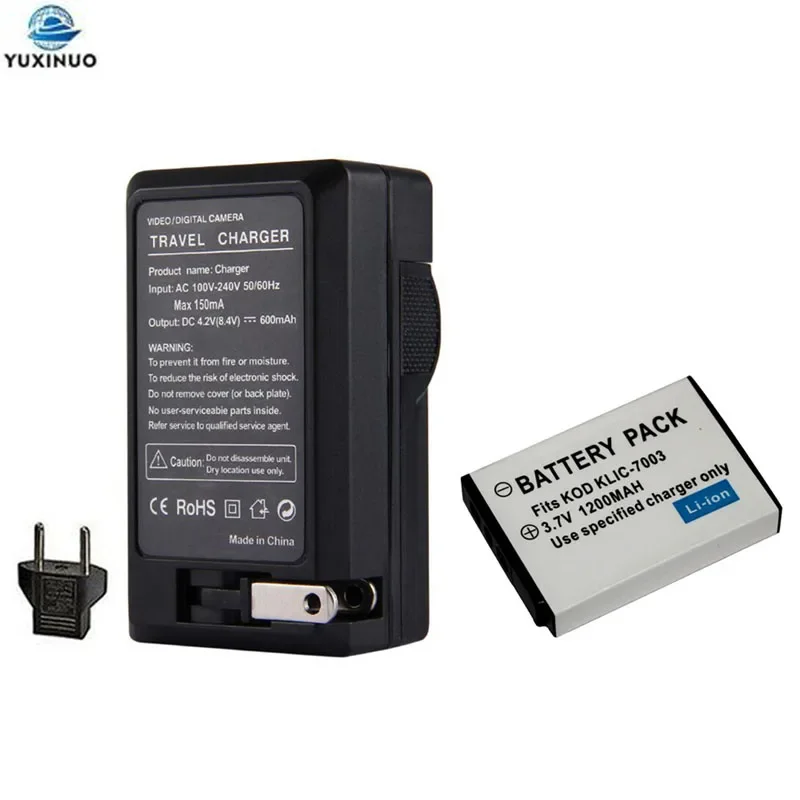 

1200mAh KLIC-7003 KLIC7003 Camera Battery + AC Charger for Kodak EasyShare MD81 M380 M420 E850 E1030 E1040 V803 V1003 V1005 Z950