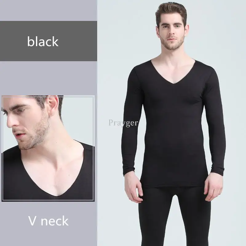Men Thermal Underwear Winter Long Johns Body WarmTops Buttoms Clothes V neck Smooth Big Large Waist L-4XL