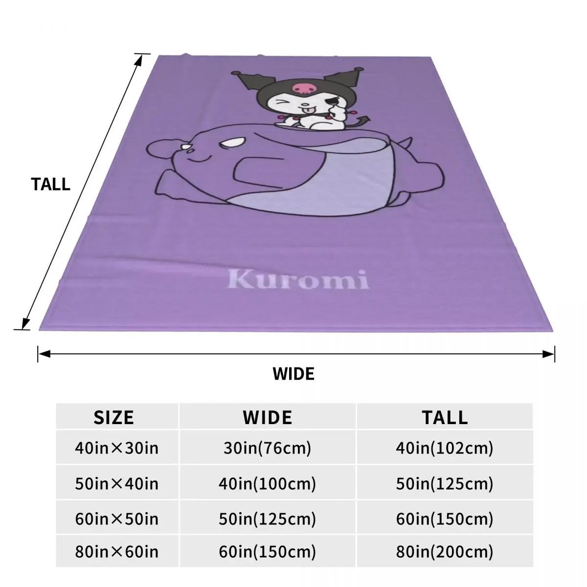 Одеяло Sanrio Kuromi и Baku плюшевое постельное белье с теплым узором пледы для улицы