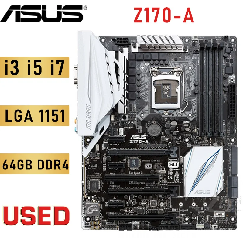 

Материнская плата Asus Z170-A, материнская плата DDR4 i3 i5 i7 Intel CPU LGA 1151 CPU Intel Z170 DDR4 64 Гб PCI-E 3,0, оверлок для игр
