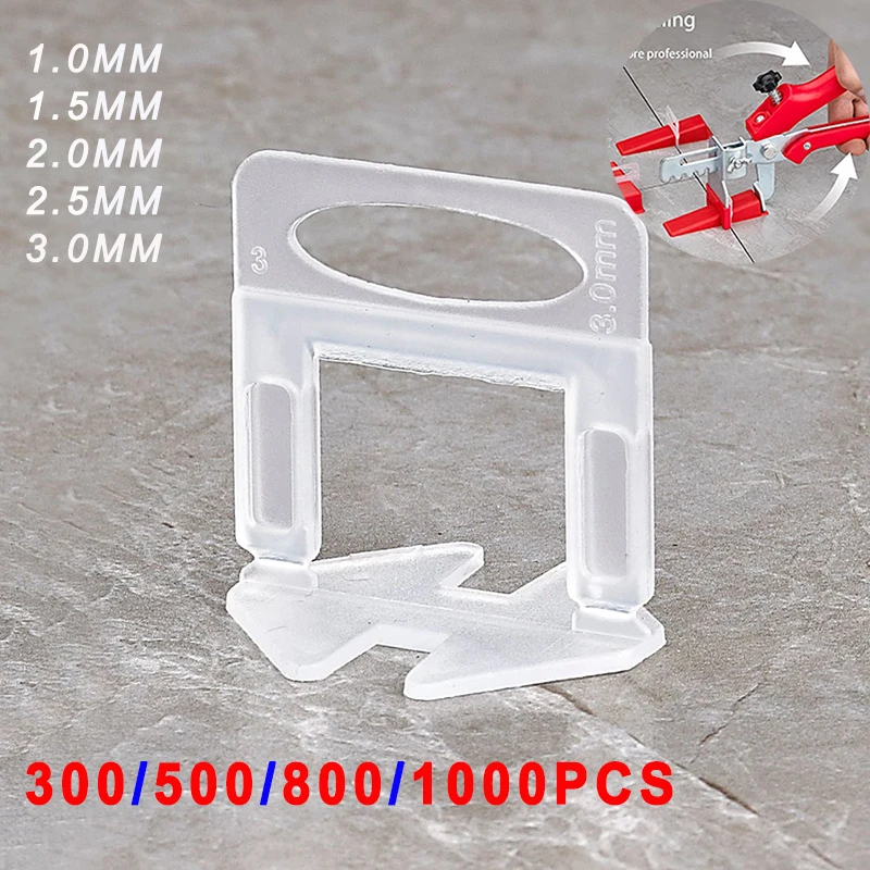 300-1000 Pieces Tile Leveling Clips 1/1.5/2/2.5/3MM for Tile Leveling Construction Tools Tile Levelers Spacers Wedges Pliers