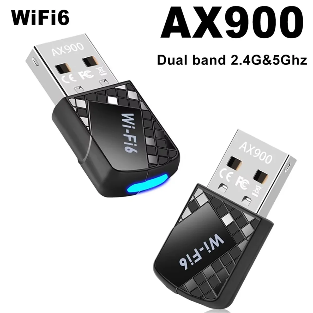 Фото USB-адаптер Wi-Fi 6 AT42 900 Мбит/с, USB-донгл AX900, двухдиапазонный беспроводной WLAN-приемник 2.4G/5G для Win10 и Win11 №3