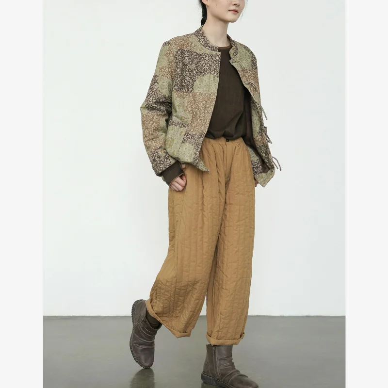 Новая китайская одежда с шлифовальным принтом и пряжкой на хлопковой подкладке