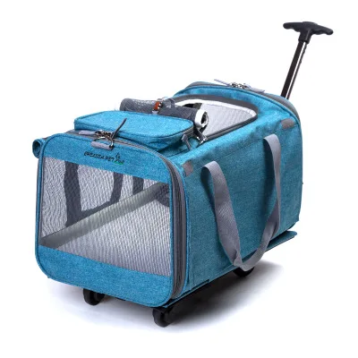 Pet stroller Cat Dog Carrier 4 Wheels Folding trolley Breathable Large Capacity Luggage Stroller images - 6