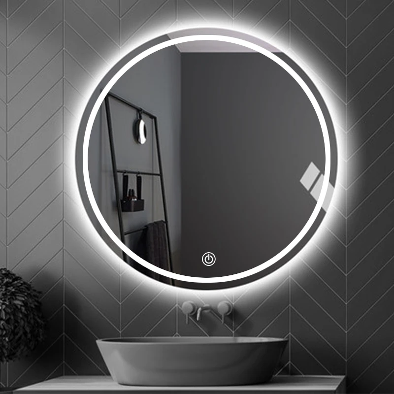 

70cm Smart Bathroom Mirror Cosmetic Mirror Circular Wall Mounted Smart Mirror Led Frosted Lighting