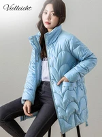 vielleicht puffer jacket women thick fall winter 2022 casual long parkas korean stand collar fashion elegant winter coat clothes