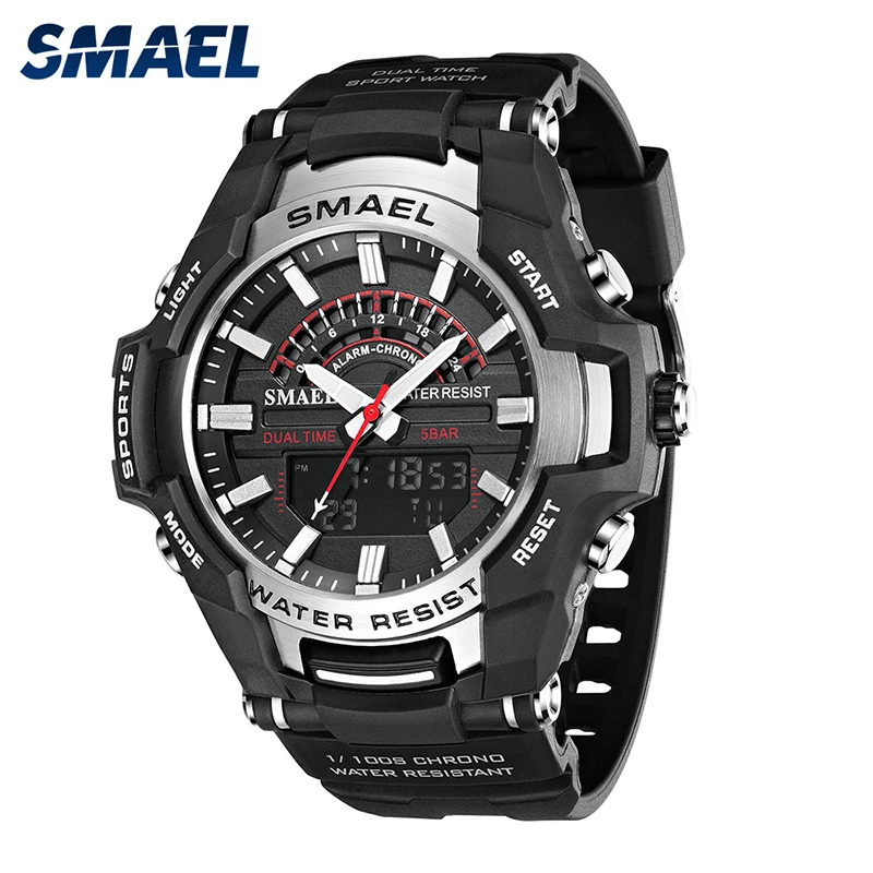 

SMAEL Sport Watch For Men Clock 50M Waterproof LED Light Analog Quartz Wristwatch Men's Digital Military Army Watches Male 8028