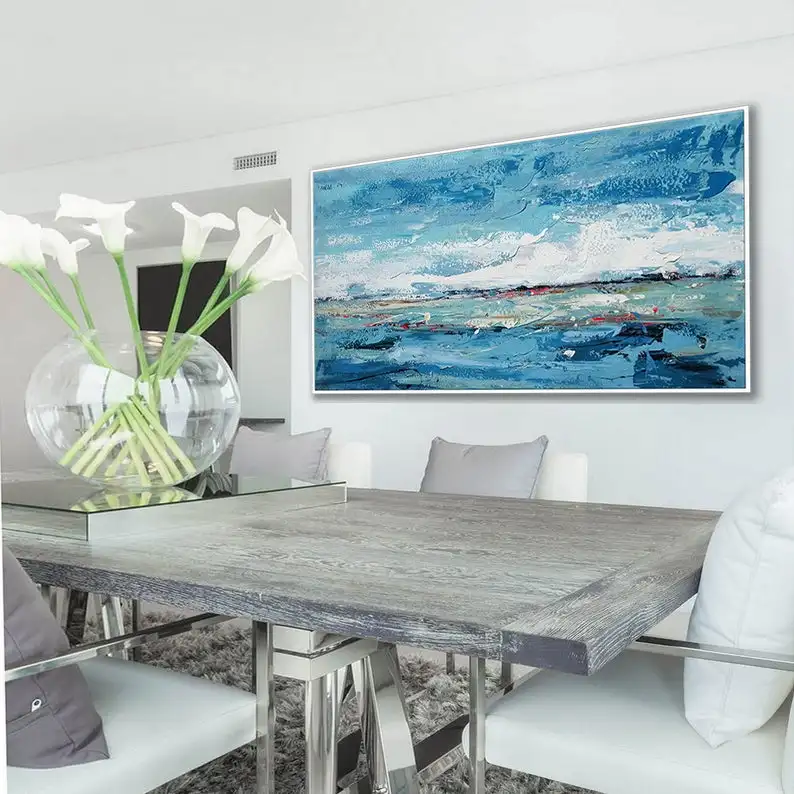 

Extra Large Wall Art Textured Contemporary Oversize Painting Modern Art Horizontal Abstract Acrylic Panoramic Canvas Painting