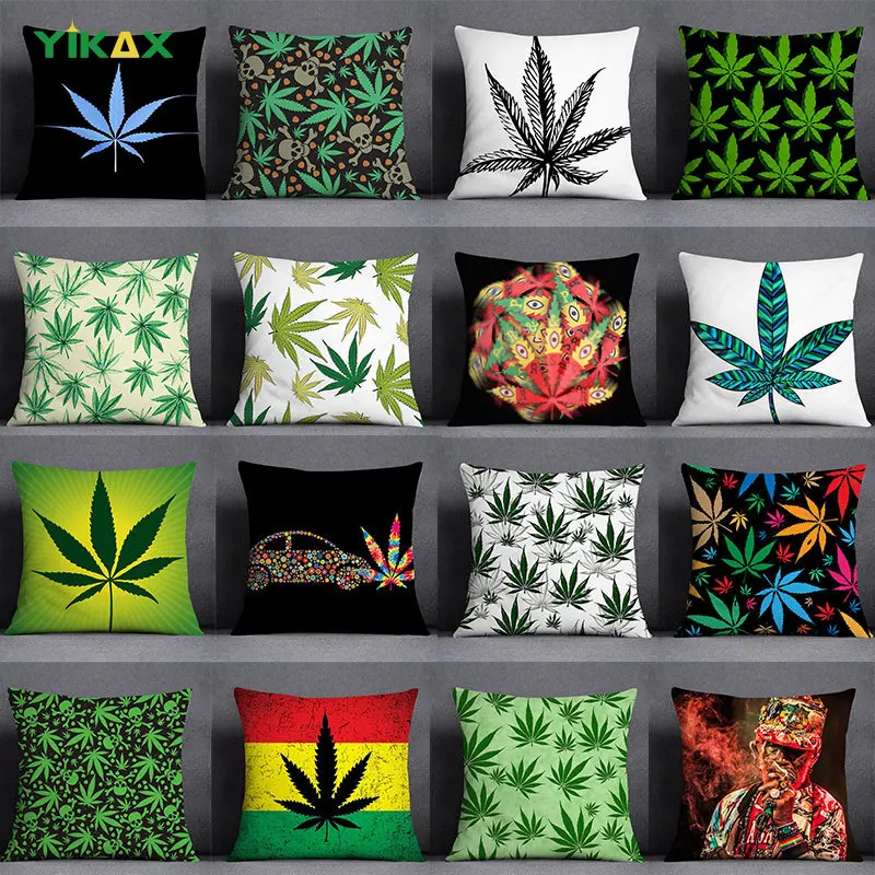 

Bob and Weed Asaba Theme Pillow Case Polyester Decorative Pillowcases Green Leaves Throw Pillow 45*45cm Pillow Cases Home Decor