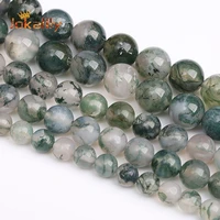 7a green moss agates round beads natural stone loose spacer beads for jewelry making diy bracelet necklace 4 6 8 1012mm 15 inch