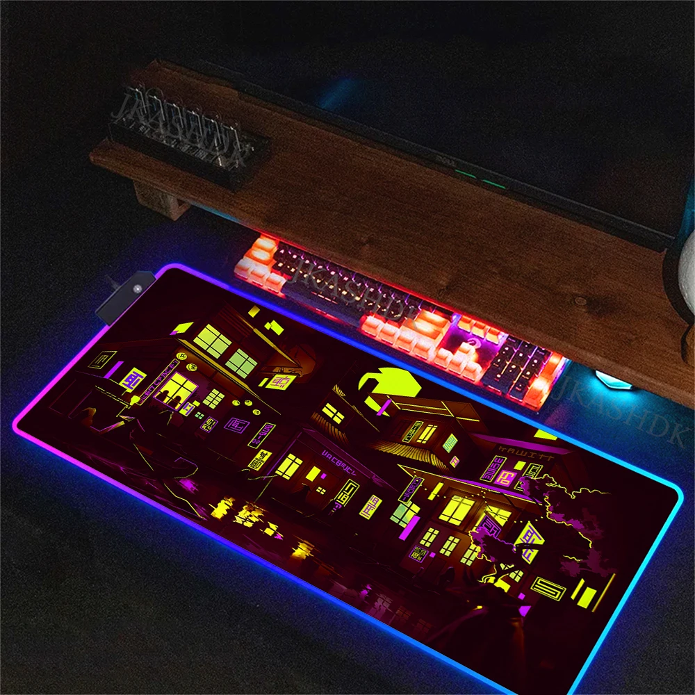 Светящийся коврик для мыши RGB Neon City