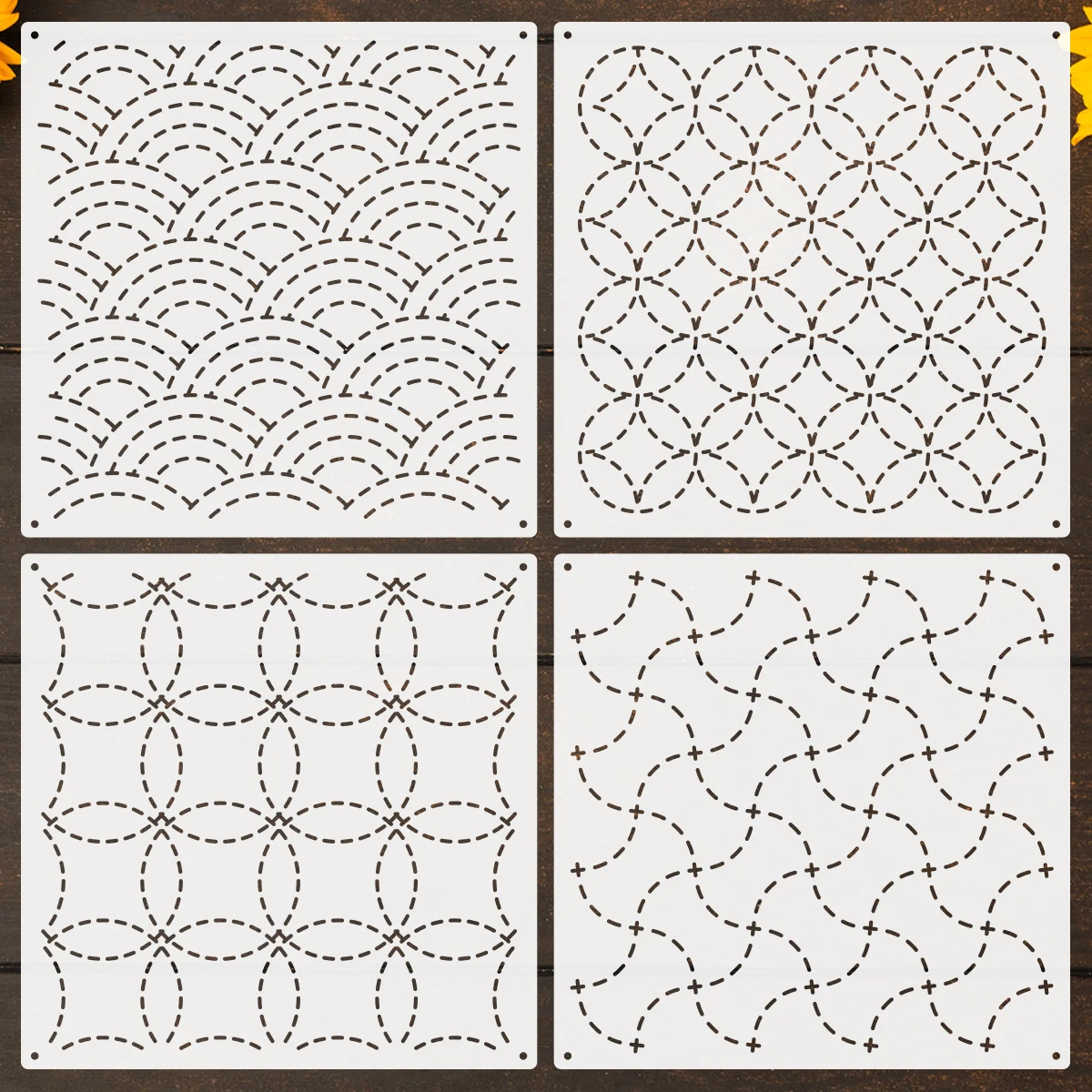 

4 трафарета для вышивания сашико DANXIUZHE