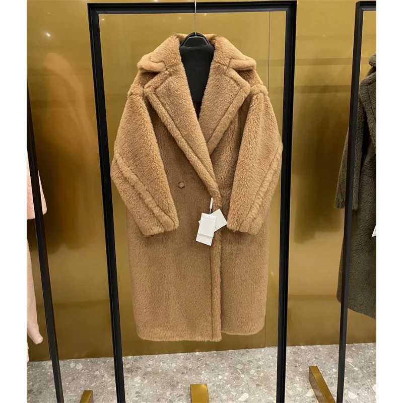 Autumn Winter Alpaca Wool Camel Fleece Fur All-in-one Coat Women High Quality Thick Warm Teddy Bear Coat Fashion Fur Outerwear