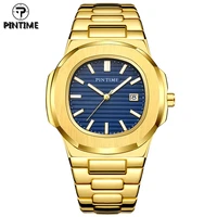 pintime quartz watch men luxury matte band hip hop gold sliver blue watches mens wrist watch clock male zegarek meski montre