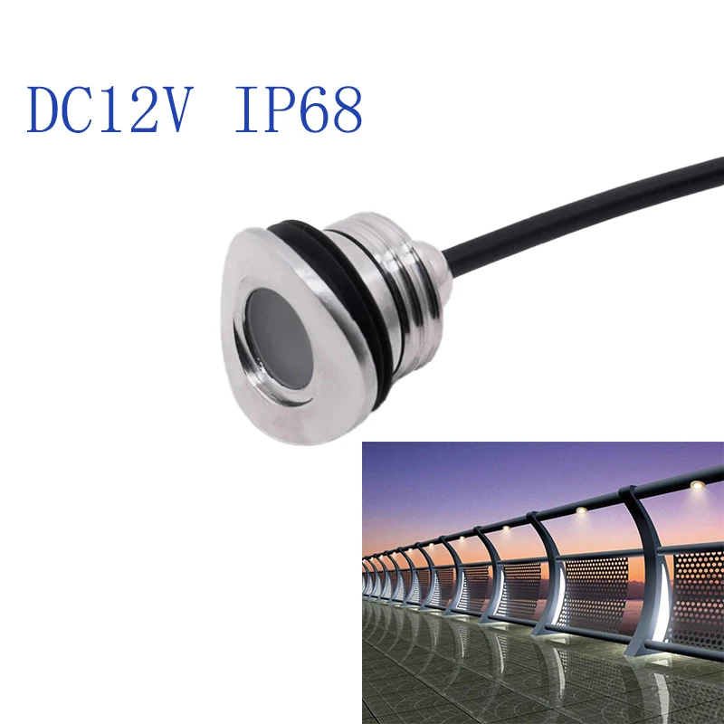 

12V Outdoor Led Leuning Trapleuning Lichten Waterdichte IP68 Mini Inbouwspot Terras Exterieur Vloer Tuin Lamp 1W 2W 1 bestel