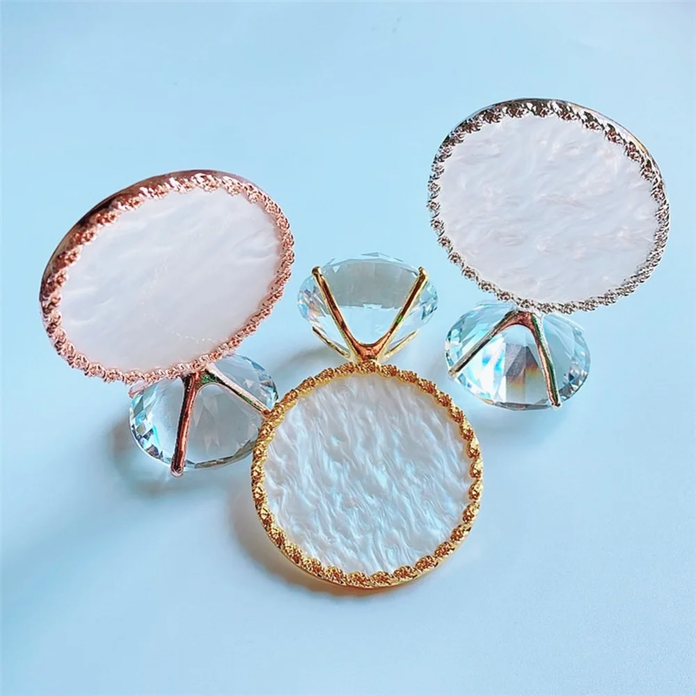 

1PC Diamond False Nail Art Plate Tips Display Stand Golden Rim Agate Palette Nail Polish Gel Photo Props Showing Tools
