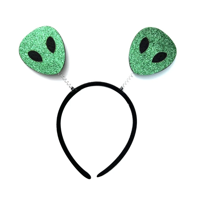 

Silver Bouncing Sequins Alien Shape Hair Hoop Halloween Carnivals Headpiece Easter Party Cosplay Prop for Adult Unisex