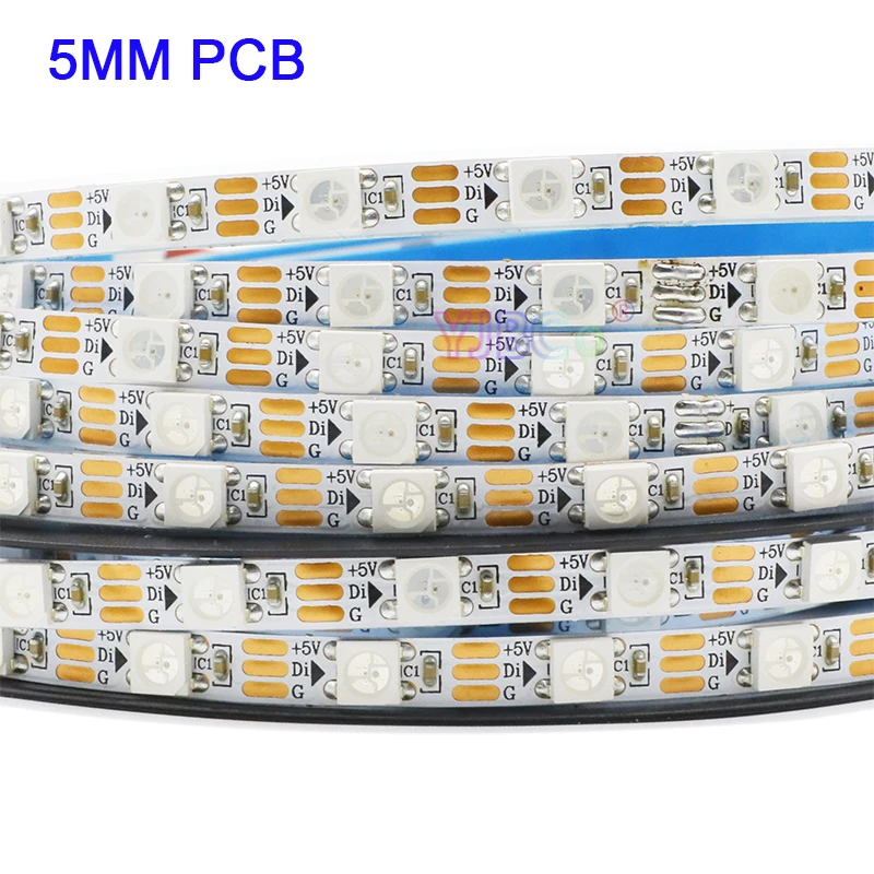 5V 5m Narrow side 5mm PCB addressable WS2812B WS2812 LED Strip Light 60leds/m 5050 RGB pixel flexible Lights Tape NP IP30