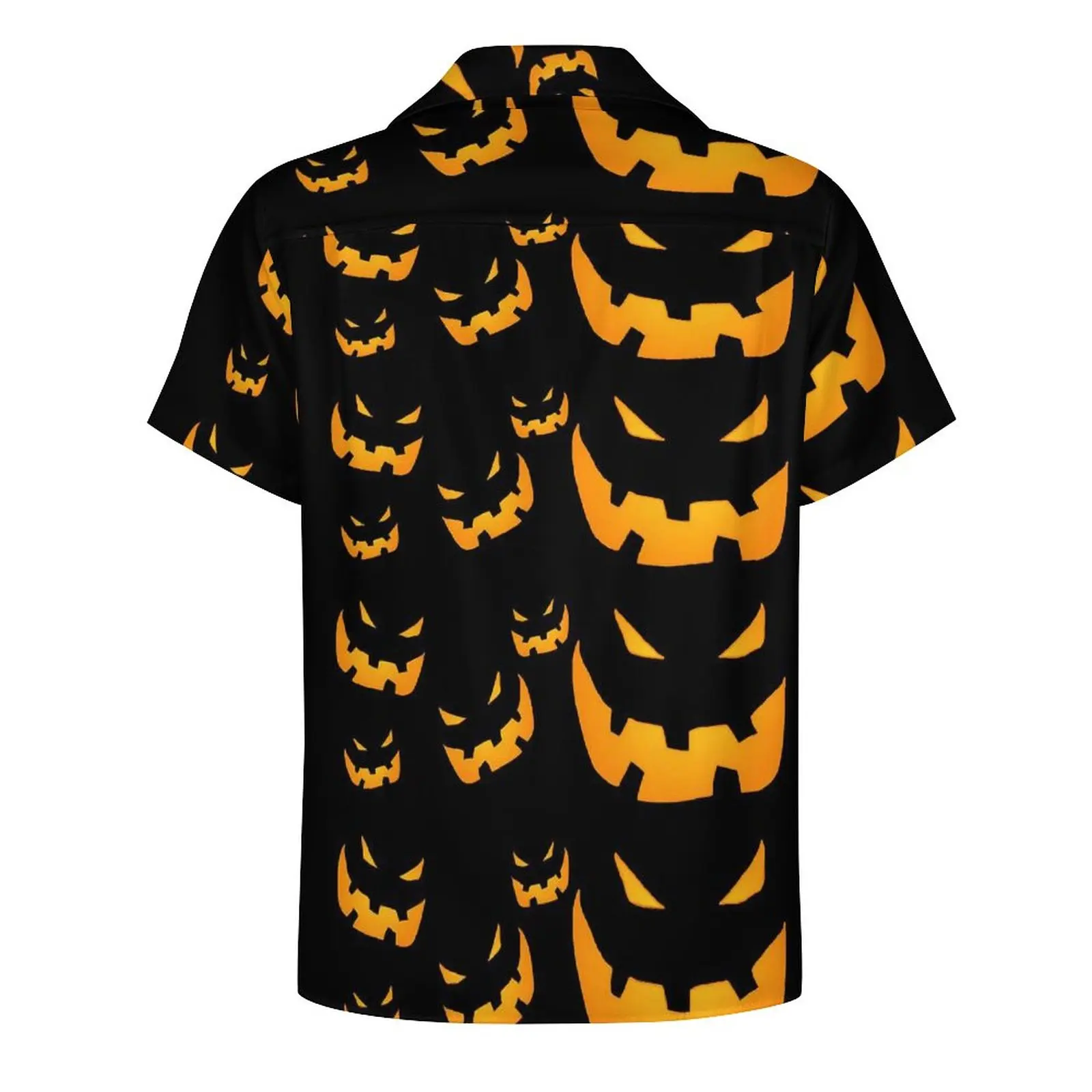 Grinning Pumpkin Beach Shirt Halloween Print Hawaiian Casual Shirts Men Retro Blouses Short-Sleeved Design Clothes Plus Size 4XL images - 6