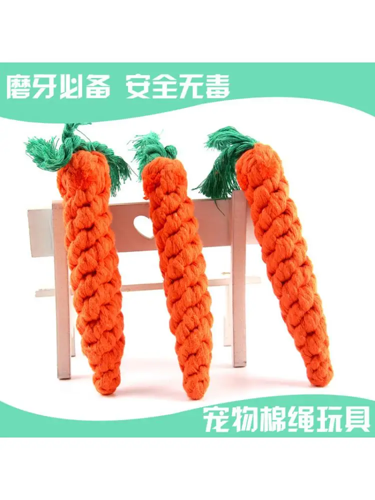 

Pet Toys Pet Cotton Rope Toys Hand-woven Cotton Rope Carrot Toys For Dogs Teeth Cleaning