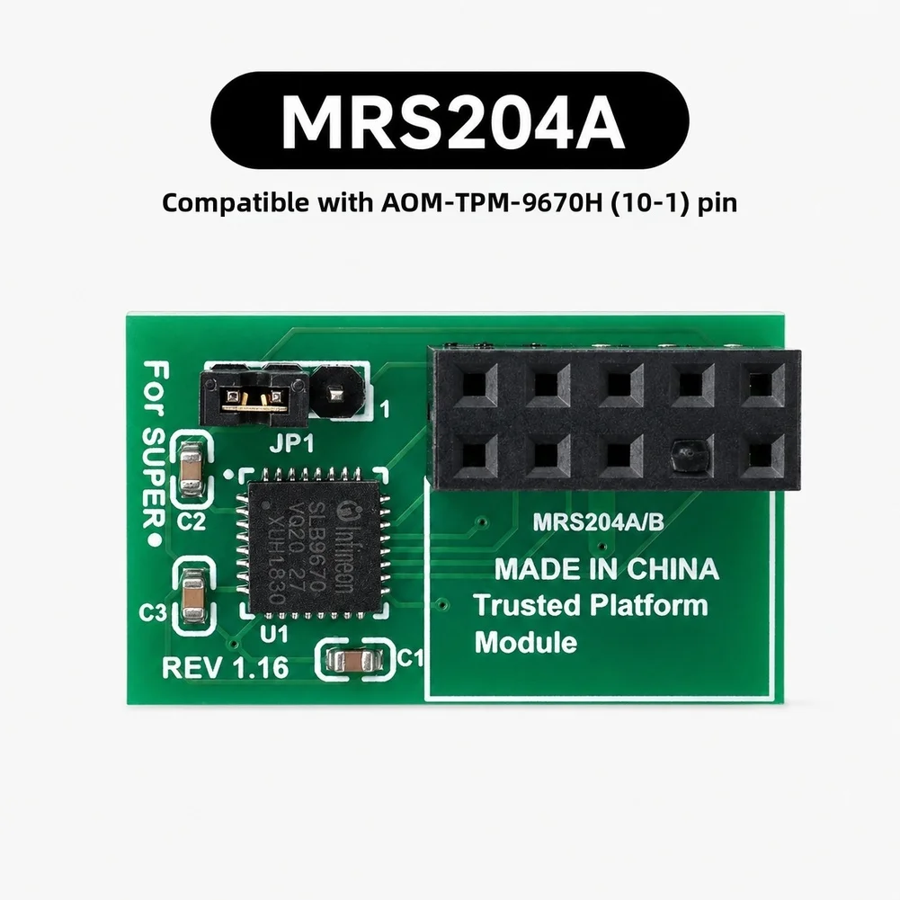 Фото Сертифицированный модуль безопасности TPM 2.0 с 10-контактным интерфейсом SPI для активации функций доверенной платформы на совместимых устройствах. №3