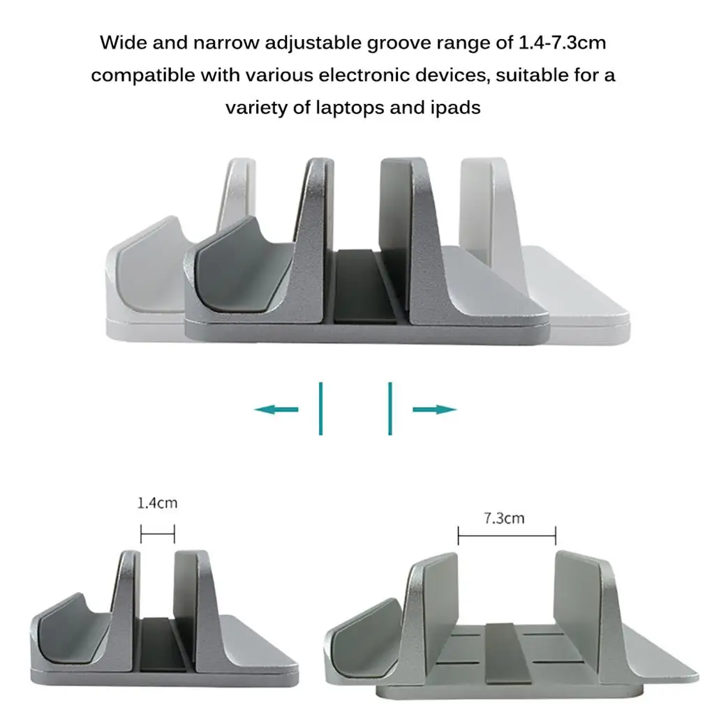 

Double Vertical Laptop Stand Desktop Adjustable Space-Saving Bracket
