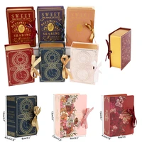 5pcs magic book candy box diy flower letter printing gift boxes with bow tie eid mubarak wedding part birthday gift packaging