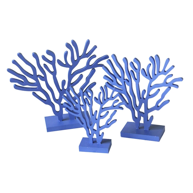 

Mediterranean Style Wooden Coral Tree Ornaments Three-Piece Set Of Home Furnishings