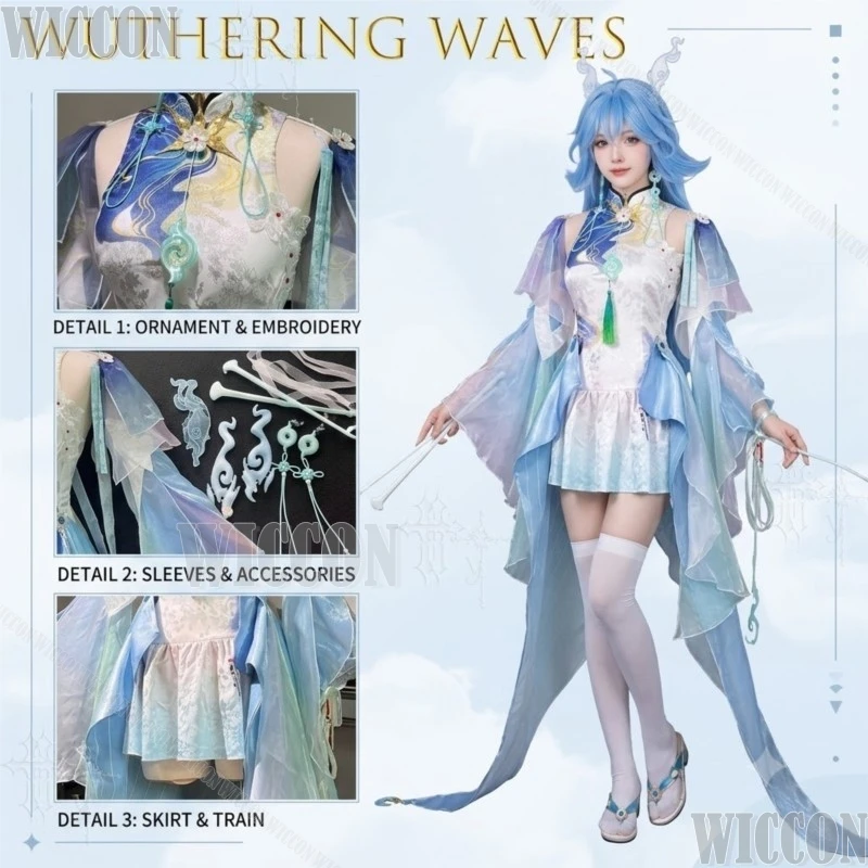 Фото Украшение для волос Wuthering Waves Qingxiao, серьги для косплея, костюм для двухмерной игры, для Comic Con, шоу, Навидад, карнавала, мероприятий №2