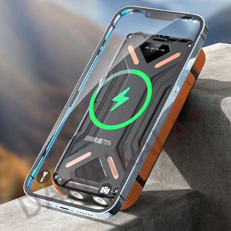 Внешний аккумулятор на солнечной батарее LEDSOS фонарик с быстрой зарядкой