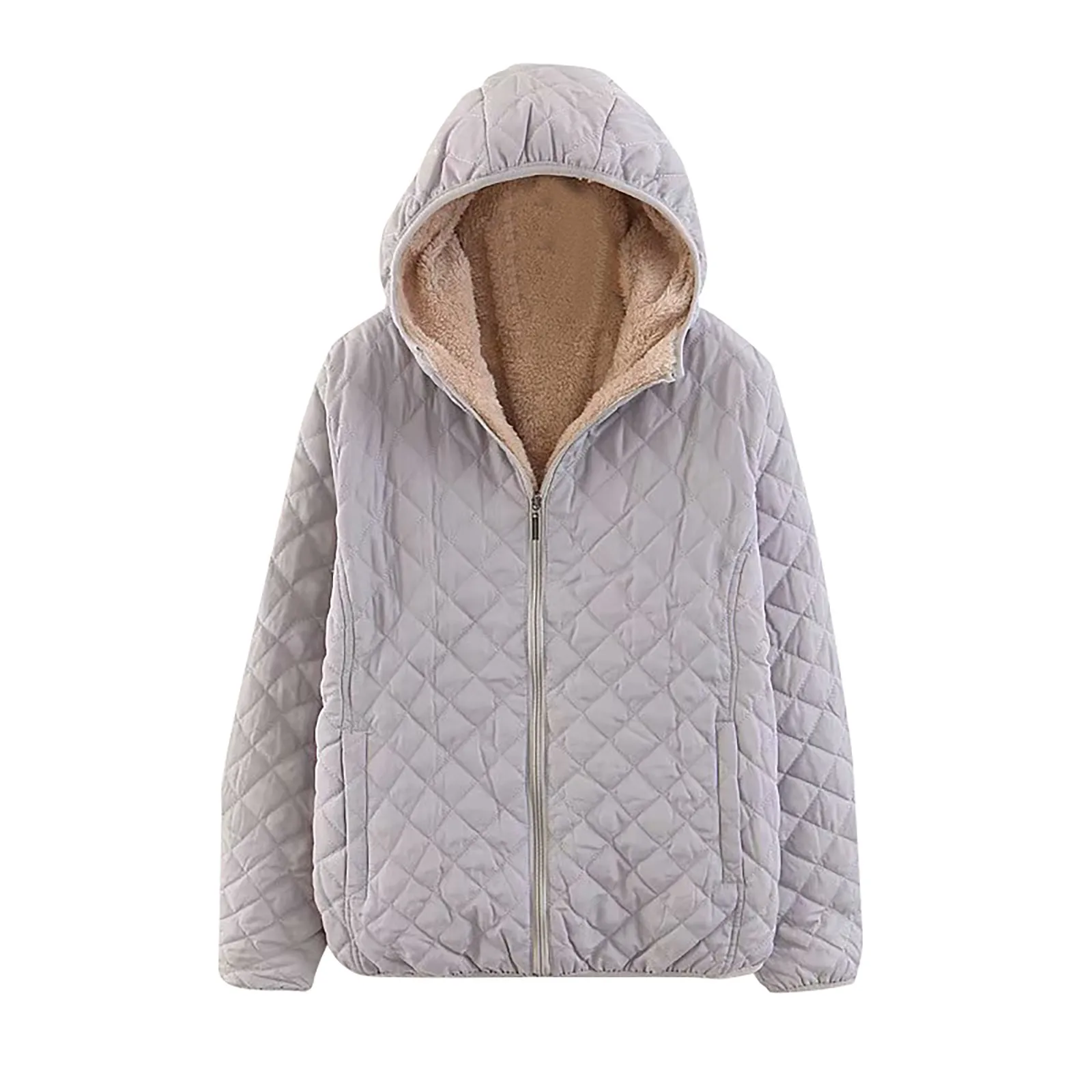 

Casual Women Solid Hooded Cotton Jacket 2023 Autumn Winter Fashion Thick Warm Fur Padded Coat Loose Zipper Female Outwear