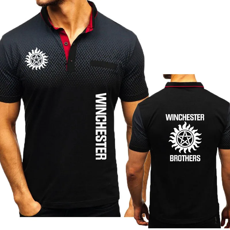 

Winchester Brothers Print Men's Brand T-Shirt Lapel business short sleeves Men's Tees high quality Hot sale men's polo shirt
